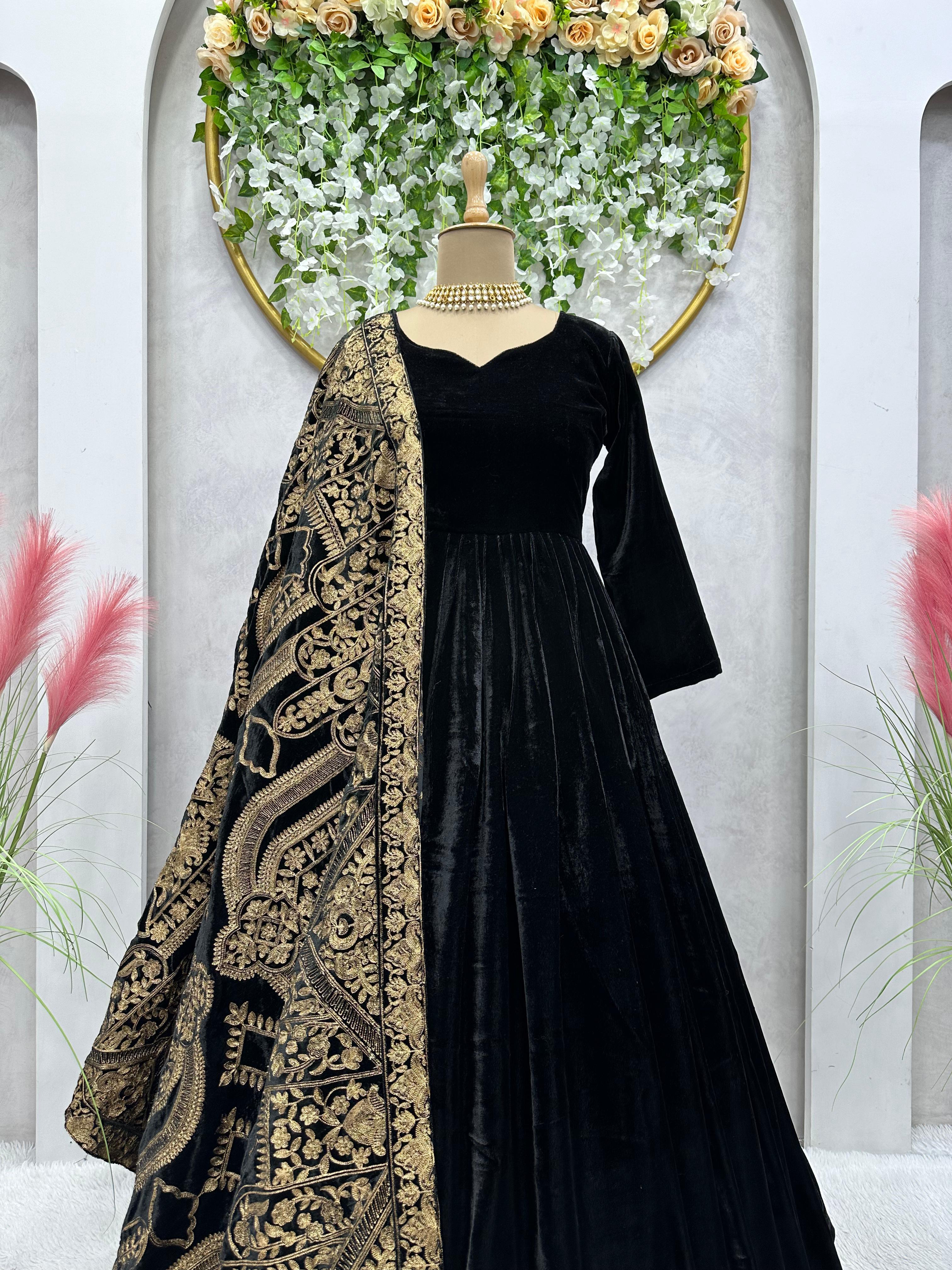 Buy Purple Lohri Velvet Anarkali Suits Online for Women in USA